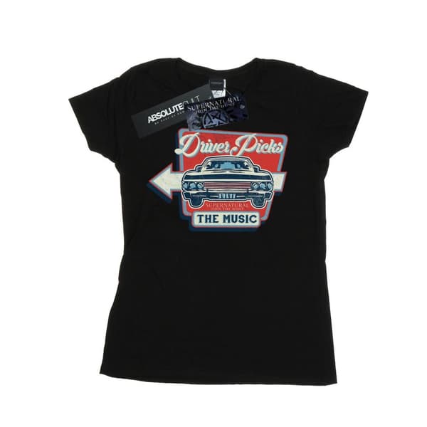 Supernatural Womens/Ladies Driver Picks The Music Cotton T-Shirt