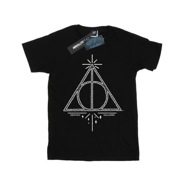 Harry Potter Girls Deathly Hallows Symbol Cotton T-Shirt Black 9-11 Years