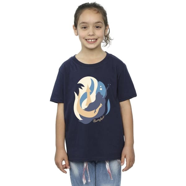 Disney Den lilla sjöjungfrun - T-shirt i bomull med färgsilhuetter för flickor