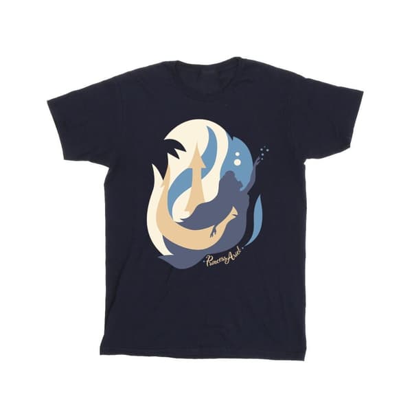 Disney Den lilla sjöjungfrun - T-shirt i bomull med färgsilhuetter för flickor