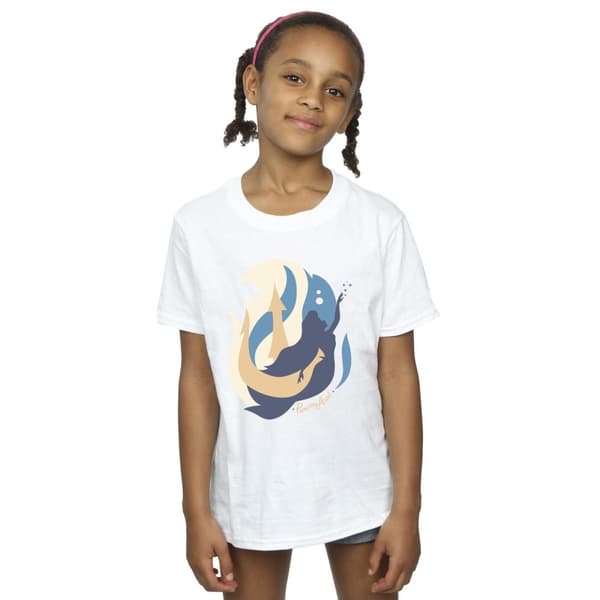 Disney Den lilla sjöjungfrun - T-shirt i bomull med färgsilhuetter för flickor