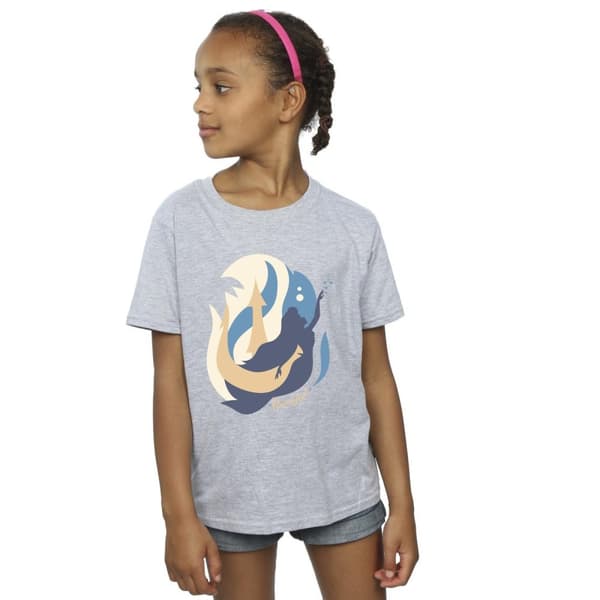 Disney Den lilla sjöjungfrun - T-shirt i bomull med färgsilhuetter för flickor