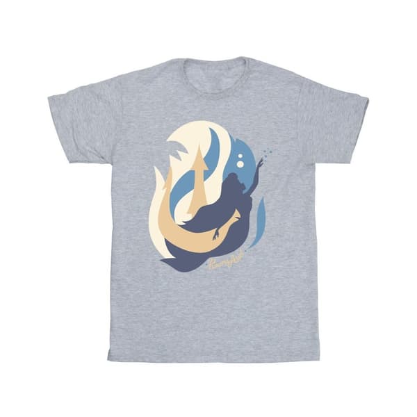 Disney Den lilla sjöjungfrun - T-shirt i bomull med färgsilhuetter för flickor