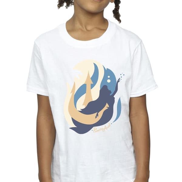 Disney Den lilla sjöjungfrun - T-shirt i bomull med färgsilhuetter för flickor