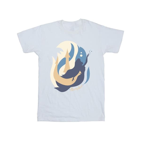 Disney Den lilla sjöjungfrun - T-shirt i bomull med färgsilhuetter för flickor
