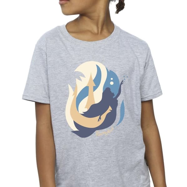 Disney Den lilla sjöjungfrun - T-shirt i bomull med färgsilhuetter för flickor