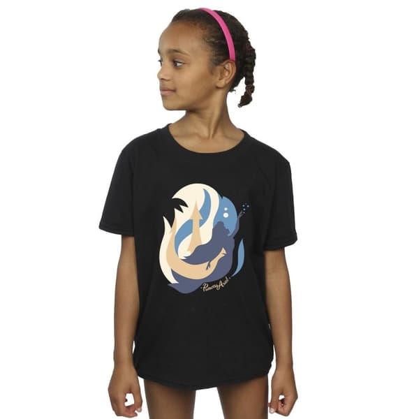 Disney Den lilla sjöjungfrun - T-shirt i bomull med färgsilhuetter för flickor