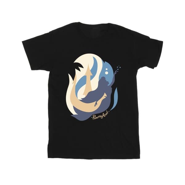 Disney Den lilla sjöjungfrun - T-shirt i bomull med färgsilhuetter för flickor