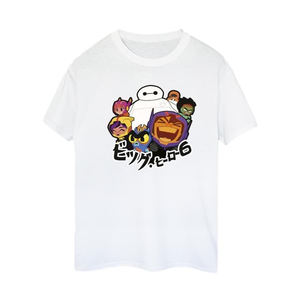 Disney Womens/Ladies Big Hero 6 Baymax Group Manga Cotton Boyfriend T-Shirt
