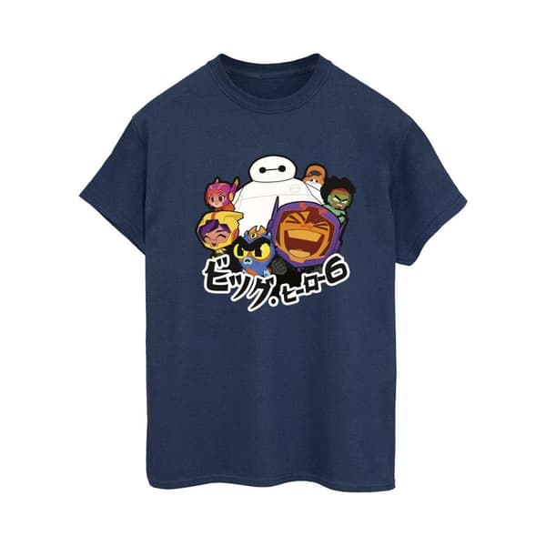 Disney Womens/Ladies Big Hero 6 Baymax Group Manga Cotton Boyfriend T-Shirt