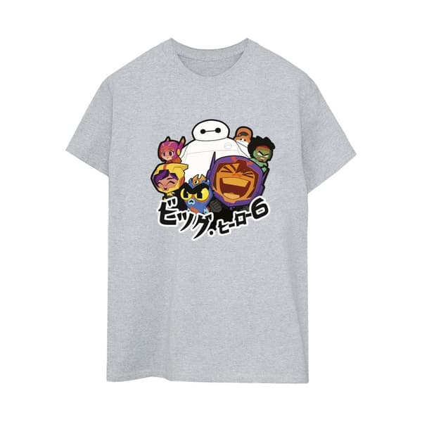 Disney Dam/Tjej Big Hero 6 Baymax Group Manga Bomull Boyfriend T-shirt