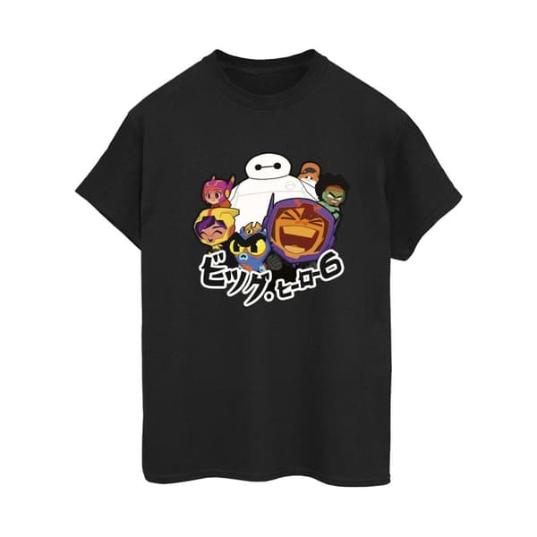 Disney Womens/Ladies Big Hero 6 Baymax Group Manga Cotton Boyfriend T-Shirt