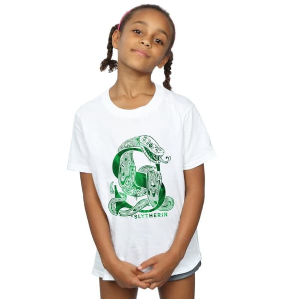 Harry Potter Slytherin Snake T-shirt i bomull för flickor