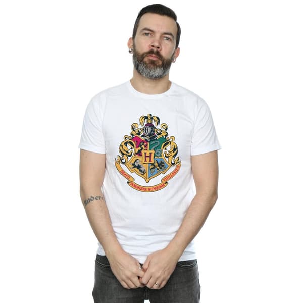 Harry Potter Mens Hogwarts Crest Gold Ink T-Shirt
