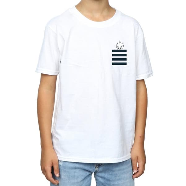 Looney Tunes Boys Tweety Pie Striped Faux Pocket T-Shirt