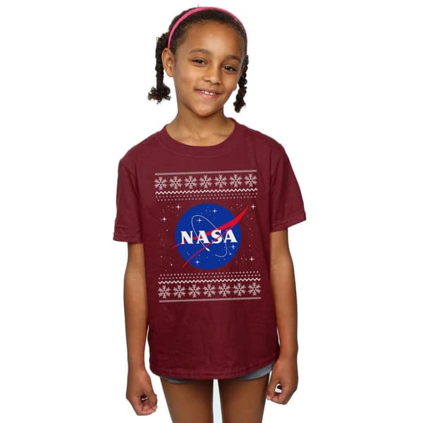 NASA Klassisk t-shirt i fair isle-bomull för flickor