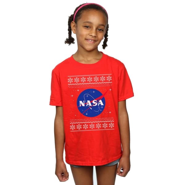 NASA Klassisk t-shirt i fair isle-bomull för flickor