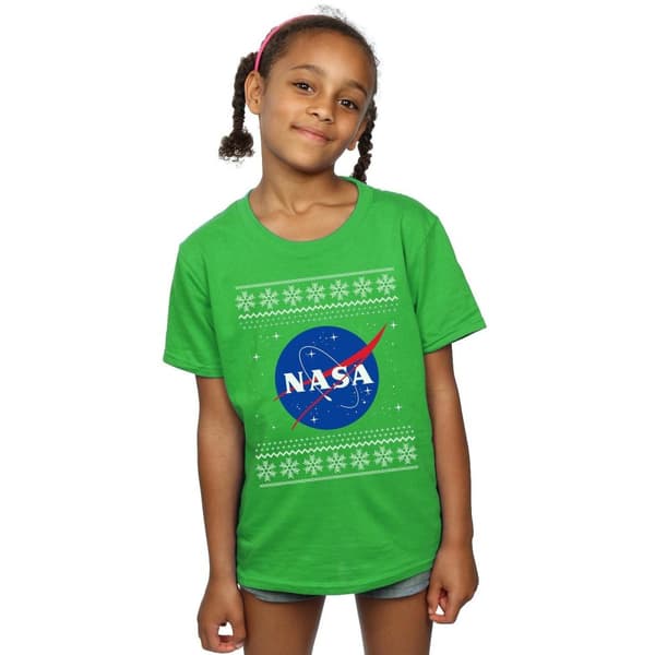 NASA Klassisk t-shirt i fair isle-bomull för flickor