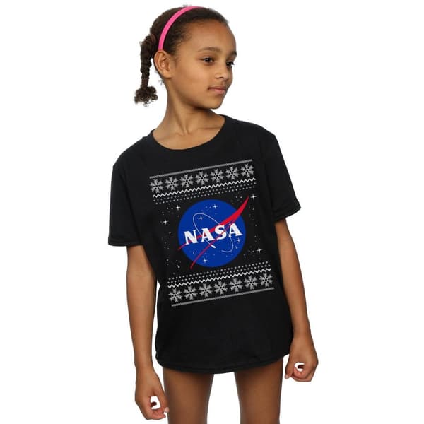 NASA Klassisk t-shirt i fair isle-bomull för flickor