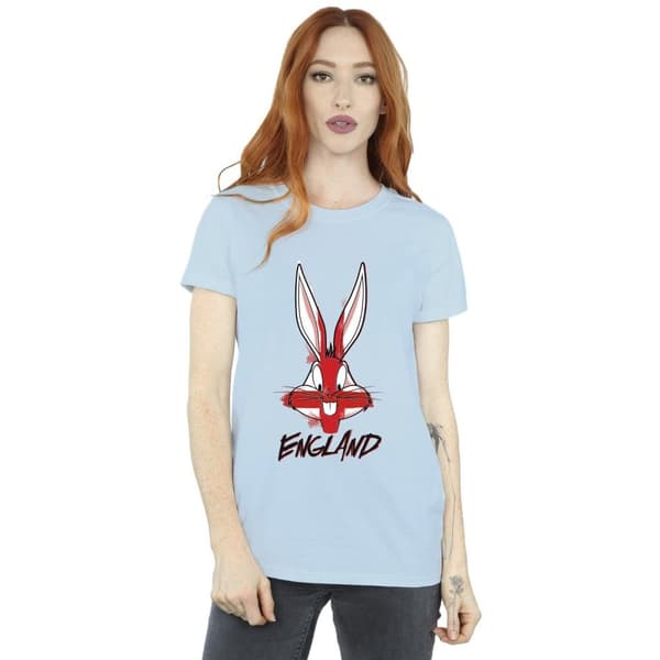 Looney Tunes Womens/Ladies Bugs England Face Cotton Boyfriend T-Shirt