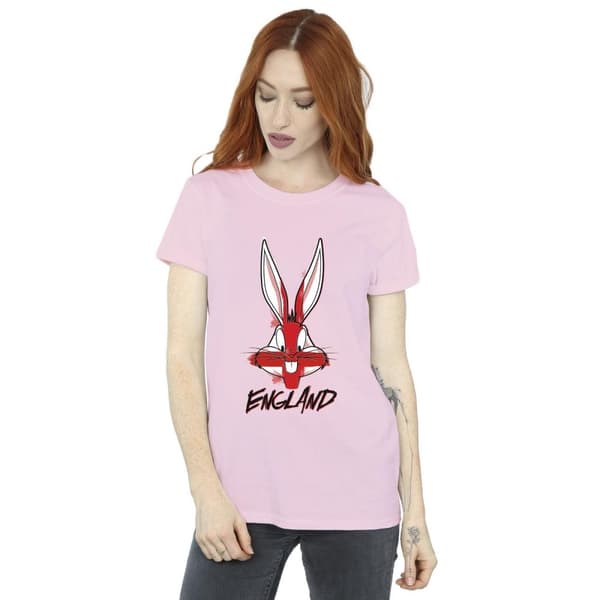 Looney Tunes Dam/kvinnor Bugs England Face Boyfriend T-shirt i bomull