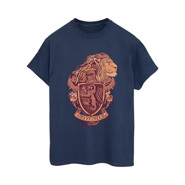 Harry Potter Dam/kvinnor Gryffindor Sketch Crest Boyfriend T-shirt i bomull