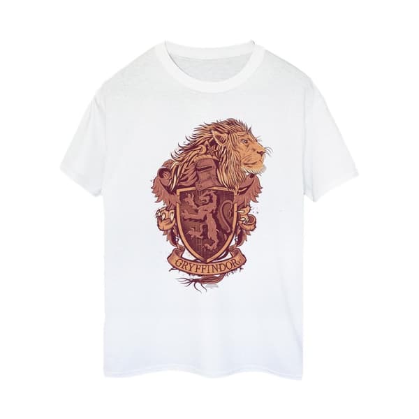 Harry Potter Dam/kvinnor Gryffindor Sketch Crest Boyfriend T-shirt i bomull