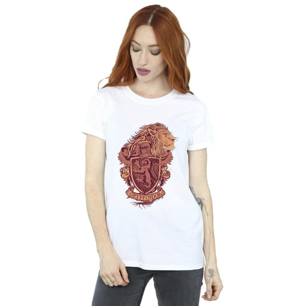 Harry Potter Dam/kvinnor Gryffindor Sketch Crest Boyfriend T-shirt i bomull