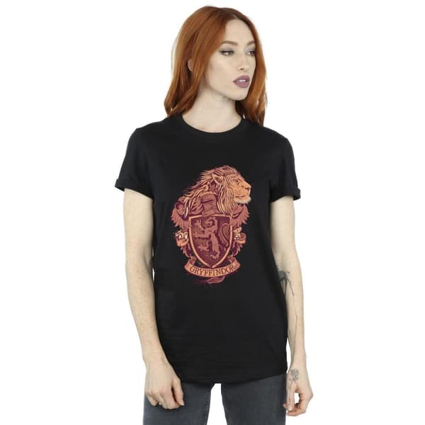Harry Potter Dam/kvinnor Gryffindor Sketch Crest Boyfriend T-shirt i bomull