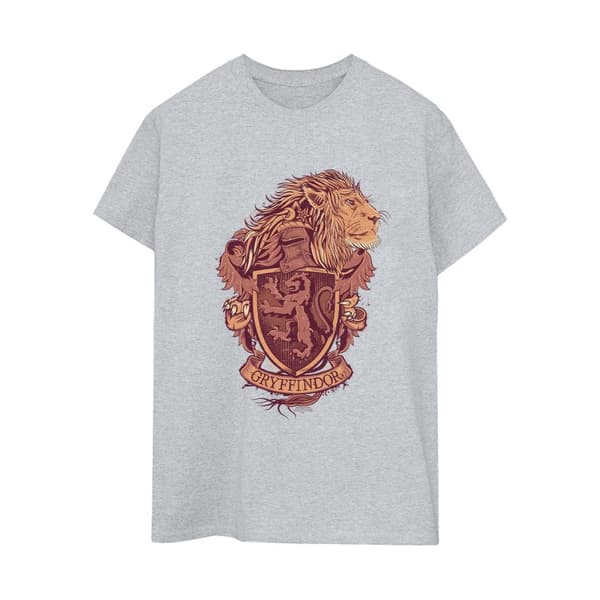 Harry Potter Dam/kvinnor Gryffindor Sketch Crest Boyfriend T-shirt i bomull
