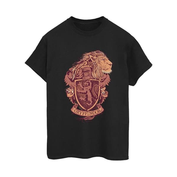 Harry Potter Dam/kvinnor Gryffindor Sketch Crest Boyfriend T-shirt i bomull