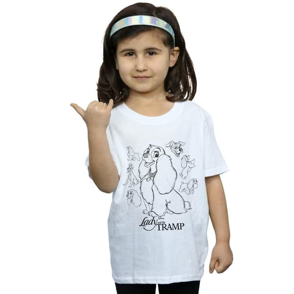 Disney T-shirt i bomull med collage av skisser från Lady And The Tramp
