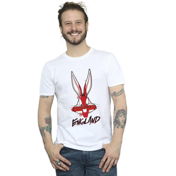 Looney Tunes Mens Bugs England Face T-Shirt
