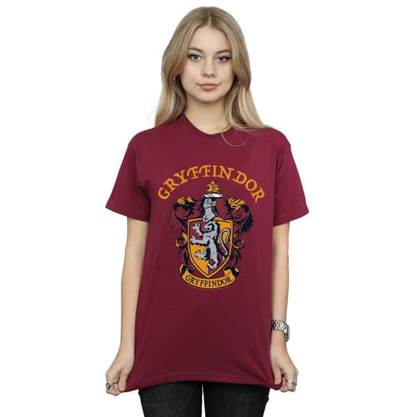 Harry Potter Dam/kvinnor Gryffindor Crest Boyfriend T-shirt i bomull
