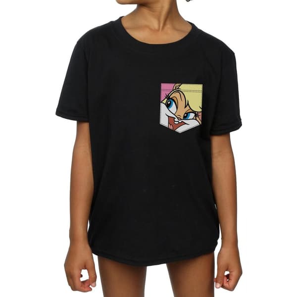 Looney Tunes Girls Lola Bunny Face Faux Pocket Cotton T-Shirt