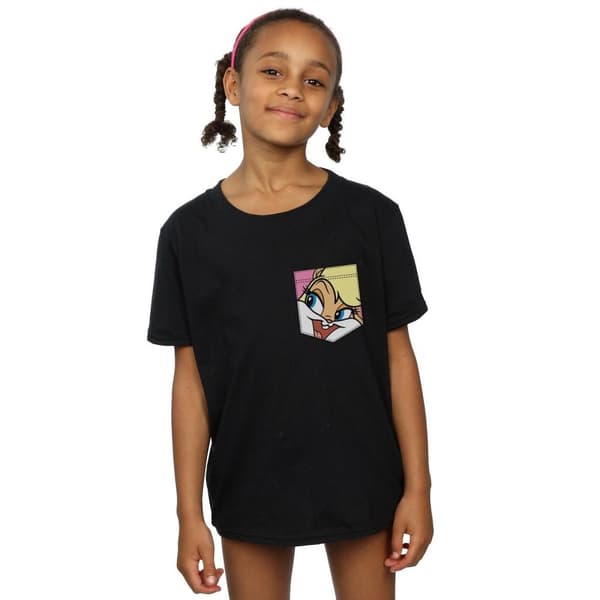Looney Tunes Girls Lola Bunny Face Faux Pocket Cotton T-Shirt