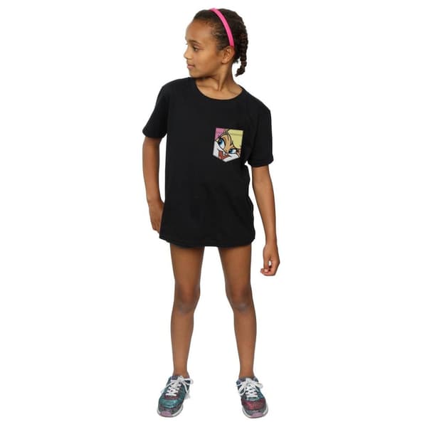 Looney Tunes Girls Lola Bunny Face Faux Pocket Cotton T-Shirt