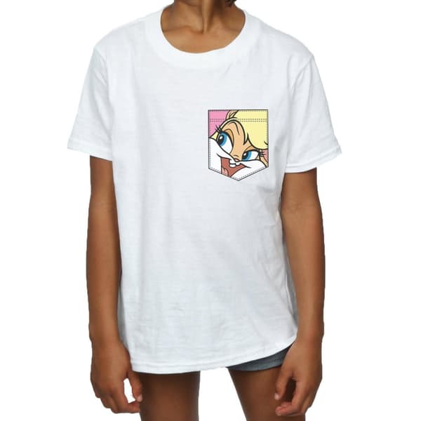 Looney Tunes Girls Lola Bunny Face Faux Pocket Cotton T-Shirt