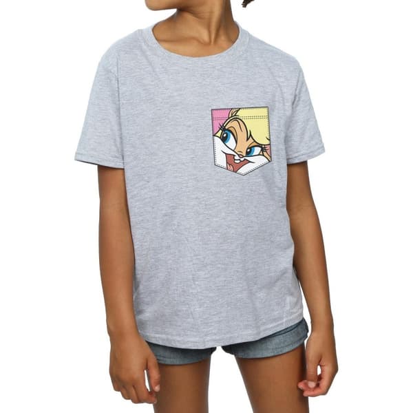 Looney Tunes Girls Lola Bunny Face Faux Pocket Cotton T-Shirt