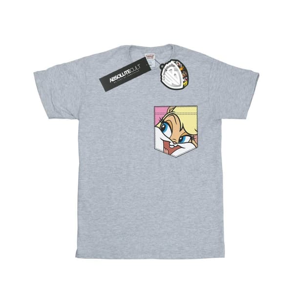 Looney Tunes Girls Lola Bunny Face Faux Pocket Cotton T-Shirt