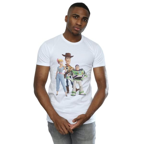 Disney Mens Toy Story 4 Woody Buzz and Bo Peep T-Shirt