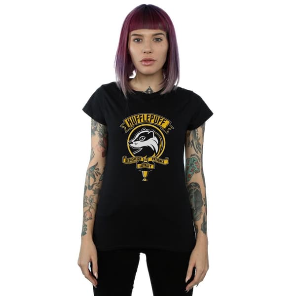 Harry Potter Womens/Ladies Hufflepuff Toon Crest Cotton T-Shirt