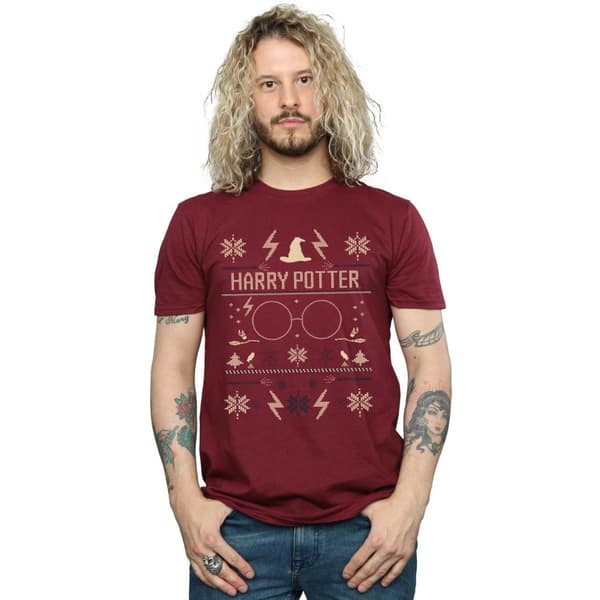 Harry Potter Mens Christmas Pattern T-Shirt