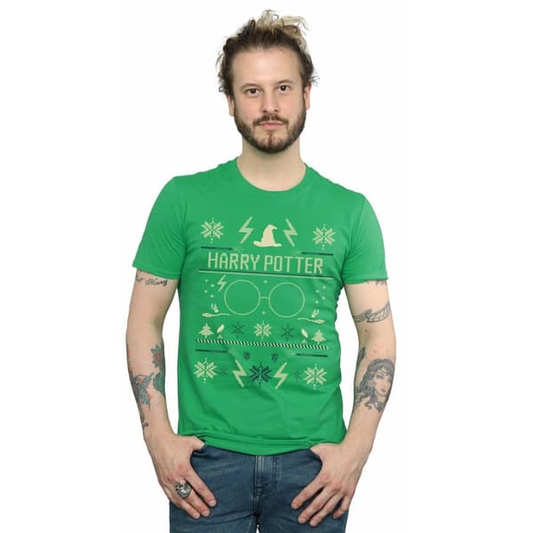 Harry Potter Mens Christmas Pattern T-Shirt