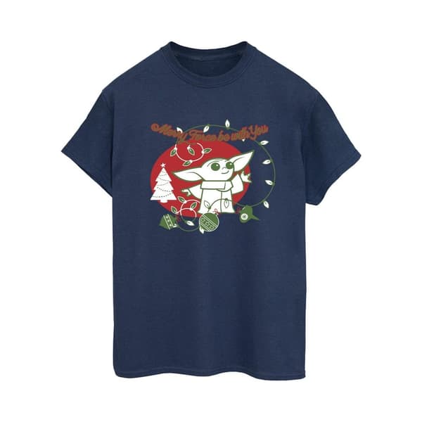 Star Wars The Mandalorian Womens/Ladies Baby Yoda Force Be With You Cotton Boyfriend T-Shirt
