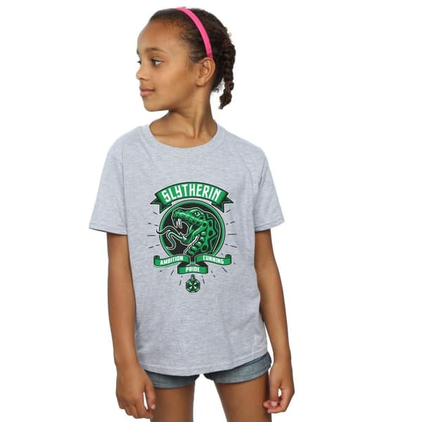 Harry Potter Girls Slytherin Toon Crest Cotton T-Shirt