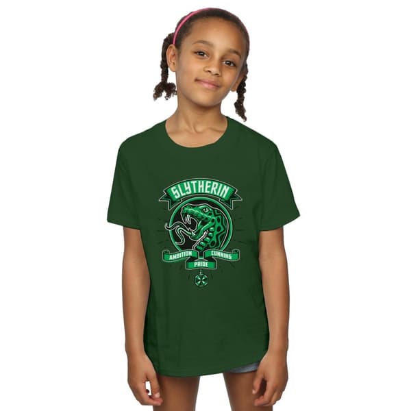 Harry Potter Girls Slytherin Toon Crest Cotton T-Shirt