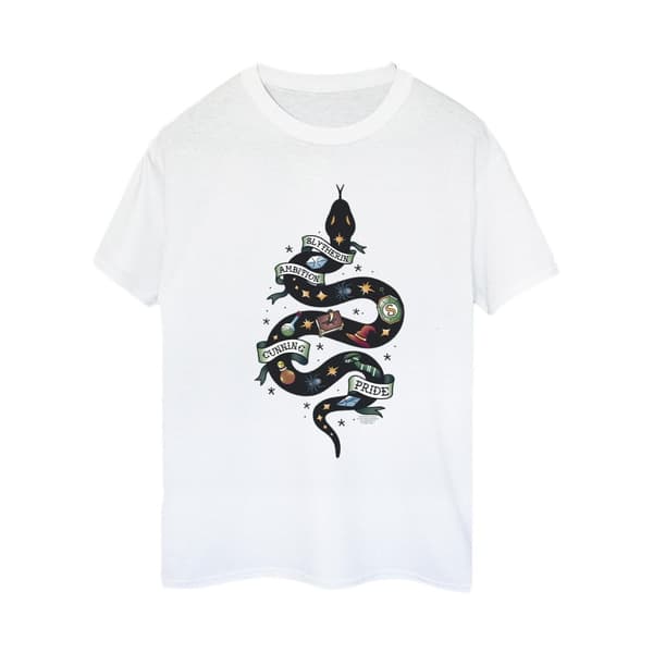 Harry Potter Womens/Ladies Slytherin Sketch Cotton Boyfriend T-Shirt White XXL
