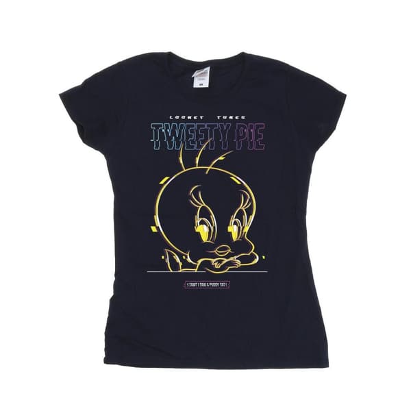 Looney Tunes Womens/Ladies Tweety Glitch Cotton T-Shirt