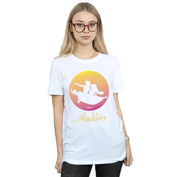 Disney Dam/Lady Aladdin Flying Sunset Boyfriend T-shirt i bomull
